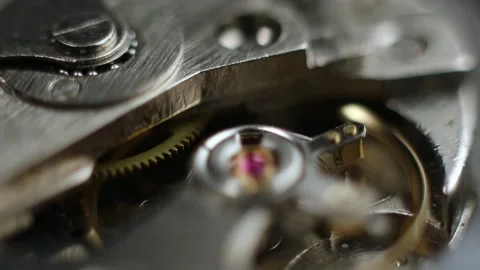 Clock Mechanism Internals Stock Footage 333070712