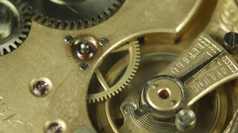 Clock Mechanism Rush Hour Seconds Accuracy Mechanism Old Vintage Watch Countdown Stock Footage 35870485