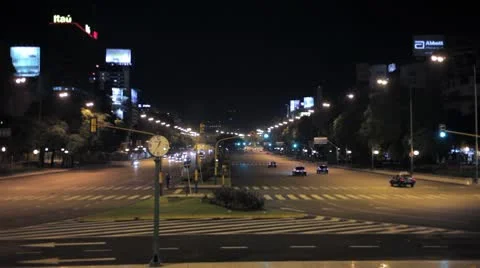 Clock in the middle of the street *Night* Stock Footage 8969500
