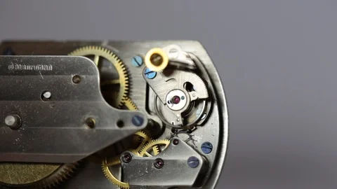 Clock movement 8 day balance running clock Stock Footage 98424603