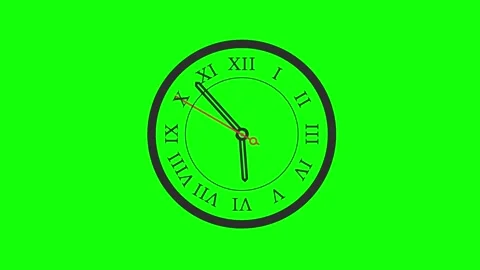 Clock Moving with Roman - Chroma Key Green Screen Footage Stock Footage 337052398