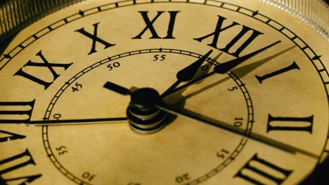 Clock Needles Slow Movement And Showing Midday Hours Stock Footage 234156533