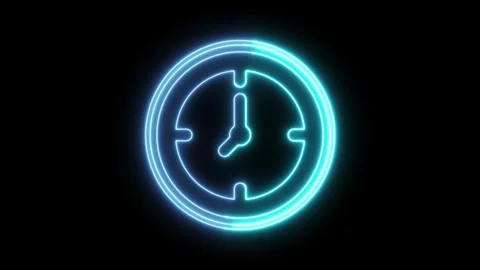 Clock Neon Glow Stock Footage 285050824