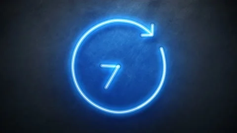 Clock neon sign with arrow. countdown timer animation seamless. Stock Footage 130930978