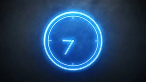 Clock neon sign. countdown timer animation seamless.  Stock Footage 130930981