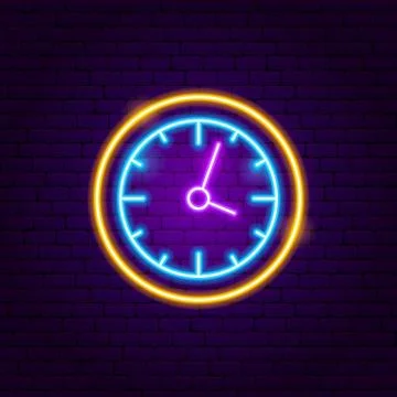 Clock Neon Sign Stockillustratie