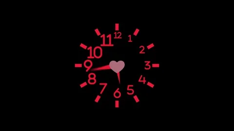 Clock numbers and hands around a heart of time and love animation Stock Footage 337180967