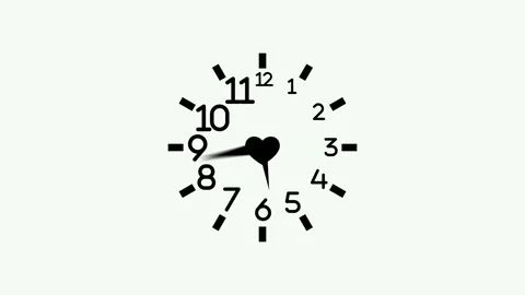 Clock numbers and hands around a heart of time and love animation Stock Footage 337180983