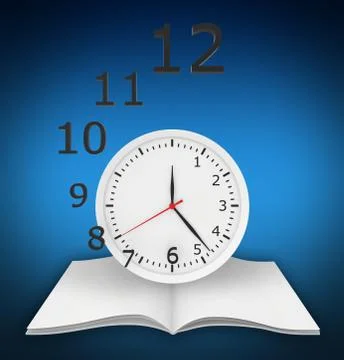 Clock with numbers flying over the empty magazine Stockillustratie