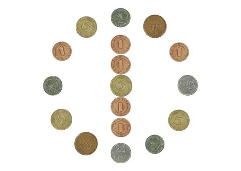 Clock with old coins Stock Photos