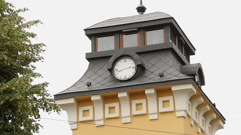 Clock on the old tower Stockbeeldmateriaal 74634778