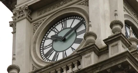 Clock On The Old Town Hall in Melbourne, Close Up Clip1332 Stock Footage 259871838