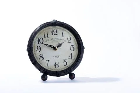 Clock old white background Stock Photos