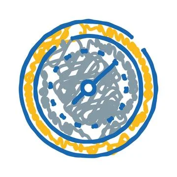 Clock or timer icon doodle drawing time concept Stock Illustration