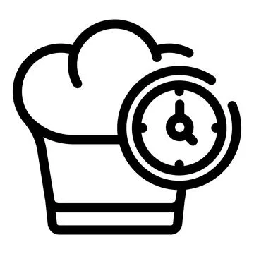 Clock over chef hat representing cooking time icon Stock Illustration