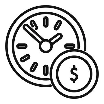 Clock overlapping with a coin showing the concept of time is money Stock Illustration