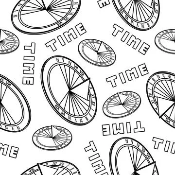 Clock pattern black and white. Seamless vector. Stock Illustration