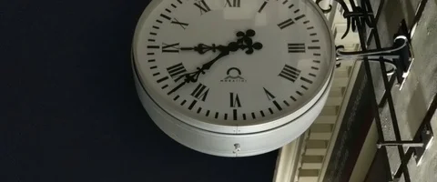 Clock on Paveletsky railway station Stock Footage 129521993