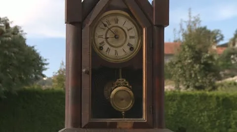 Clock pendulum in garden time concept Stock Footage 8969951