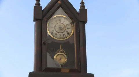 Clock pendulum on the sky time concept Video stock 31748065