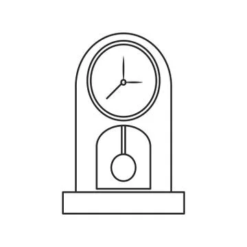 Clock pendulum time classic outline Stock Illustration