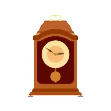 Clock pendulum vector old grandfather antique illustration time wall. Watch v Stock Illustration