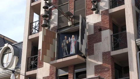 Clock on Piazza Towers in Batumi Stock Footage 221030942