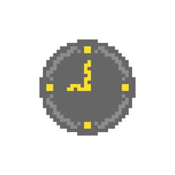 Clock pixel icon Illustrazione stock