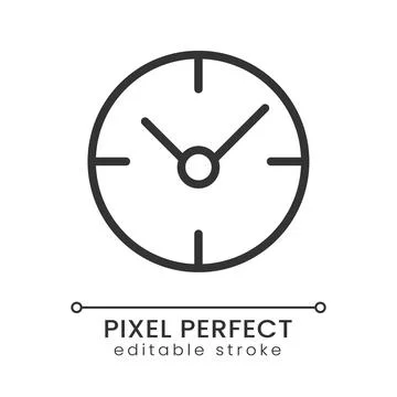 Clock pixel perfect linear icon Illustrazione stock