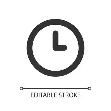 Clock pixel perfect linear ui icon Stock Illustration