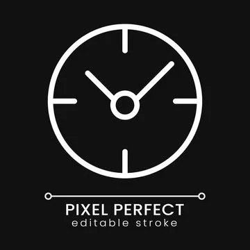 Clock pixel perfect white linear icon for dark theme Stock-Illustration