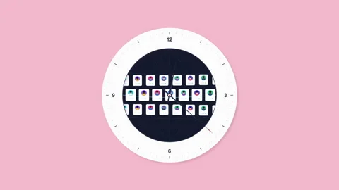 Clock, pixel, time, loop, animation, watch, gear, timer, minute, hand Stock Footage 346543325