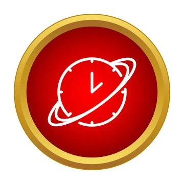Clock planet with orbits representing global time Stock Illustration