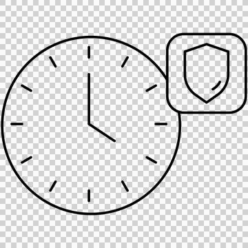 Clock with protection shield symbol Stock Illustration