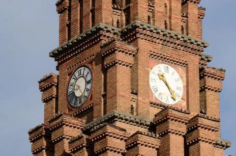 Clock at Psalmist's school tower, former archiepiscopal residence,Ukraine Stock Photos