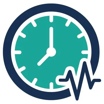 Clock with pulse line time management icon Stock Illustration