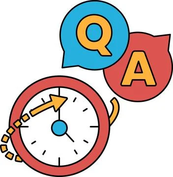 A clock with a question mark and an A on it Stock Illustration