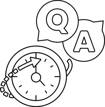 A clock with a question mark and an A on it Stock Illustration