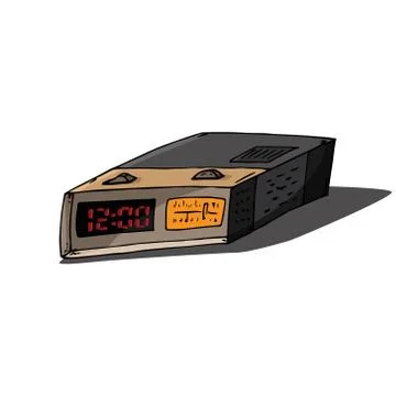 Clock with radio. Vector illustration of a digital alarm clock with radio. 12 Stock Illustration