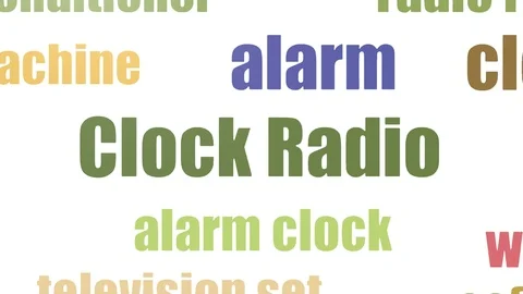 Clock Radio Word Cloud Animated Isolated On White Stock Footage 107231369