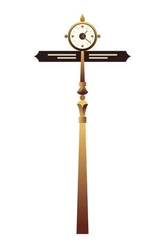 Clock for railway station platform. Empty station interior with retro style Stock Illustration