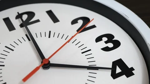 The Clock With The Red Arrow Shows The Time Four Hours. 스톡 동영상 107800157