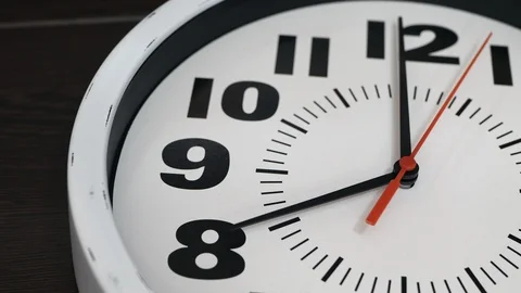 The Clock With The Red Arrow Shows The Time Eight Hours. 스톡 동영상 107800344