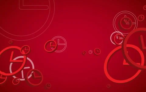 Clock on red background Stock Illustration