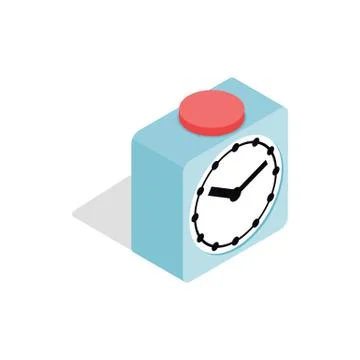 Clock with red button icon, isometric 3d style Stock Illustration