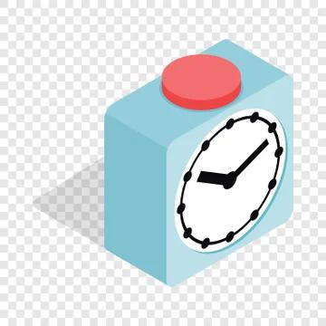 Clock with red button isometric icon Illustrazione stock