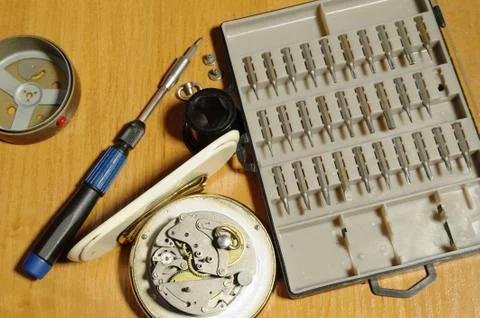 Clock repairing Stock Photos