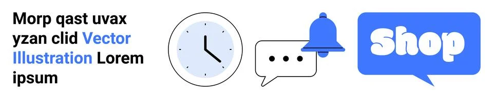 Clock representing time management chat bubble for communication notification Stock Illustration