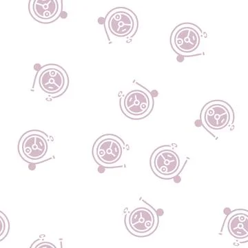 Clock with ring glyph vector seamless pattern Illustrazione stock