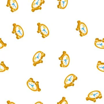 Clock with ring isometric icon seamless pattern Illustrazione stock